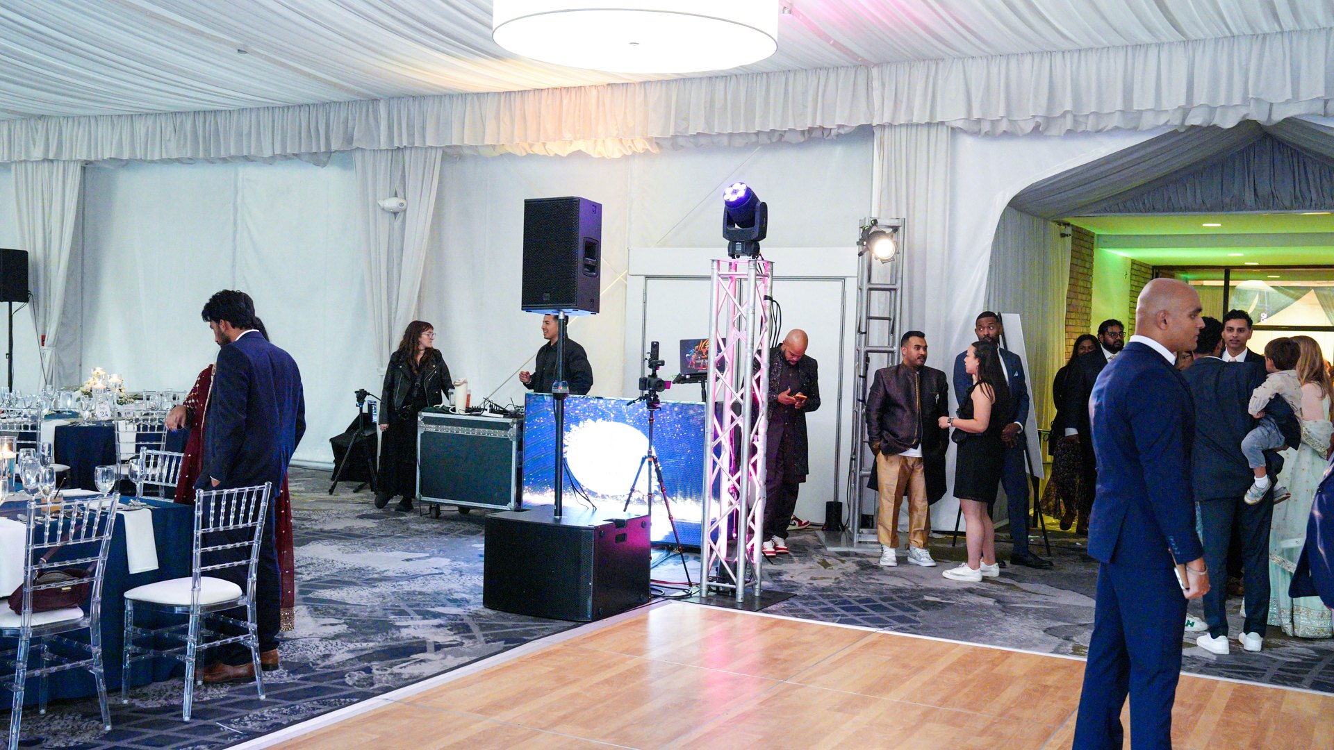 Wedding reception DJ booth and sound system — One Idea Entertainment