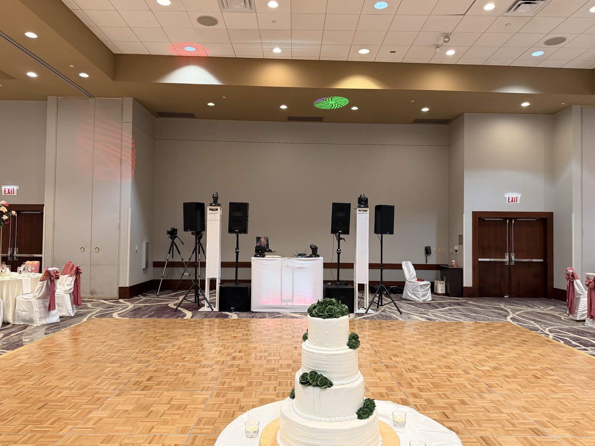 Wedding reception lighting and sound setup — One Idea Entertainment