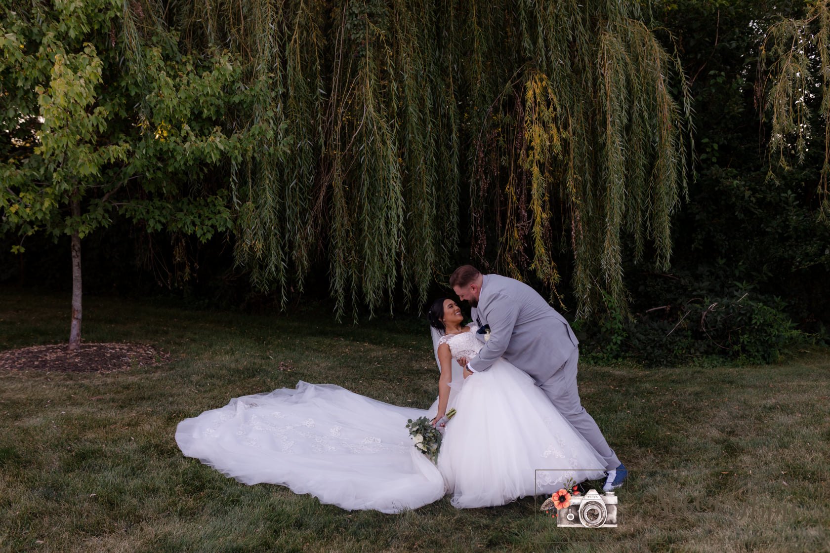 Bride and groom portrait in a garden — One Idea Entertainment
